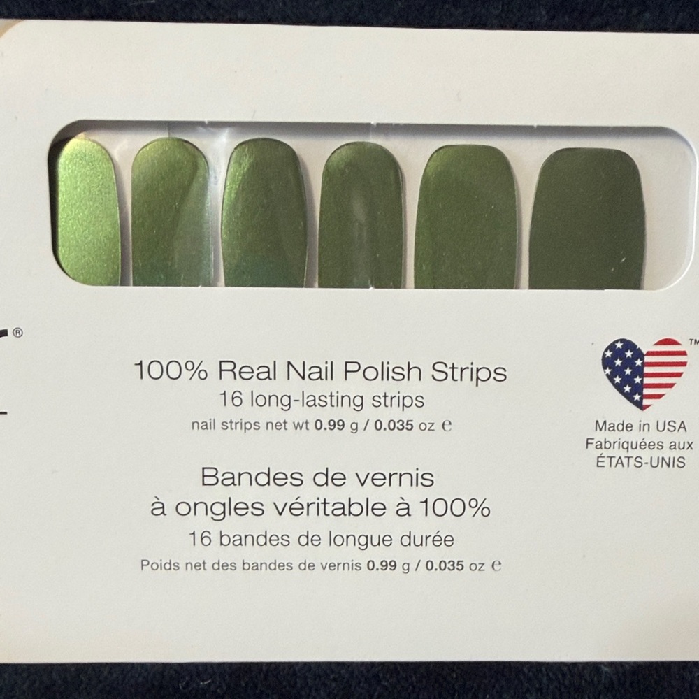 Color Street Olive Green Metallic Press-On Nail Strips Viper-active
